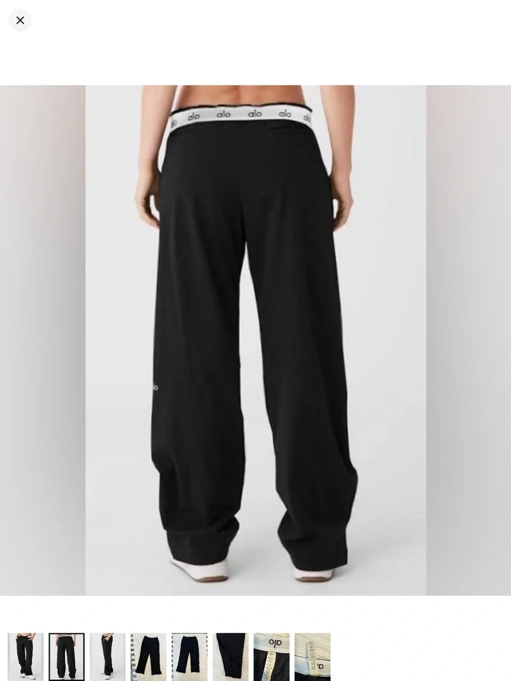 ALO Yoga Black Straight-Leg Joggers with Logo Waistband
